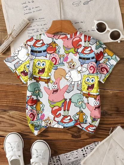 Camiseta Bob Esponja - Estampado integral de personajes