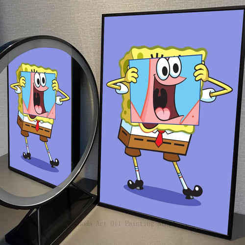 Poster Bob l'Éponge : Bob avec un masque de Patrick