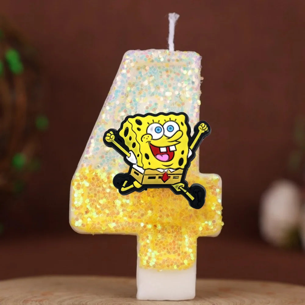 Vela de cumpleaños de Bob Esponja - Número con purpurina