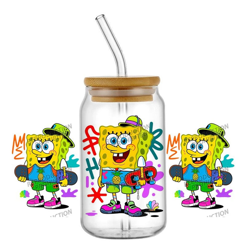 SpongeBob Glass - Can Style with Straw