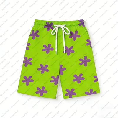 Short de bain Bob l'Éponge : fleurs et Gary