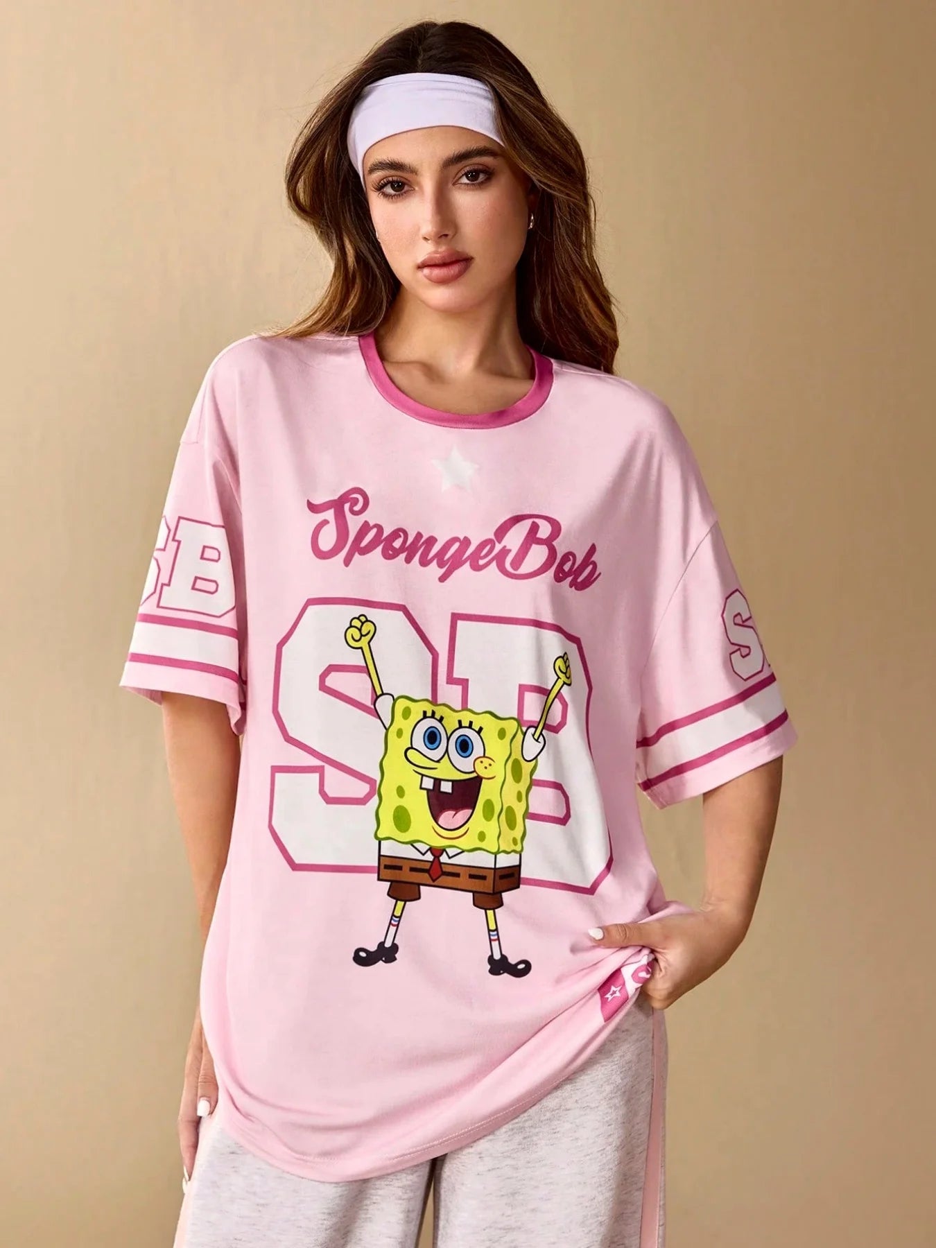 SpongeBob T-Shirt - Oversized Pink Jersey