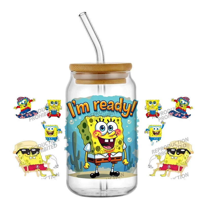 SpongeBob Glass - Can Style with Straw