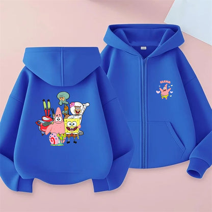 Chaleco infantil con cremallera de Bob Esponja - Negro (estilo urbano)