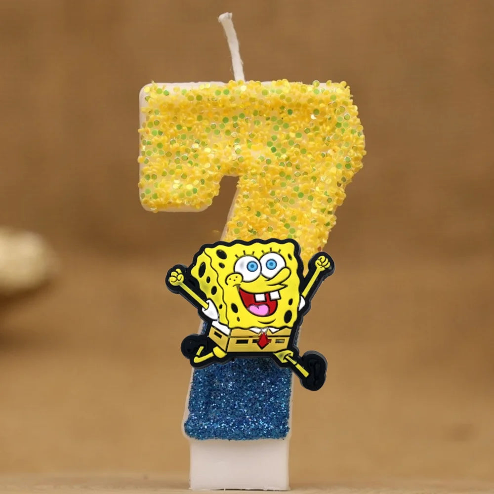 Vela de cumpleaños de Bob Esponja - Número con purpurina