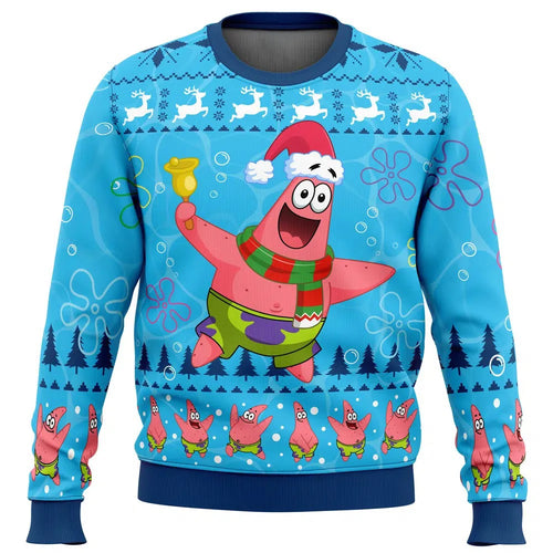 Jersey navideño feo de Patricio - Invierno y copos de nieve