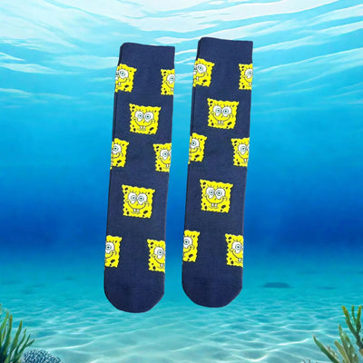 Chaussettes bleu marine Bob l'Éponge : duo Bob et Patrick