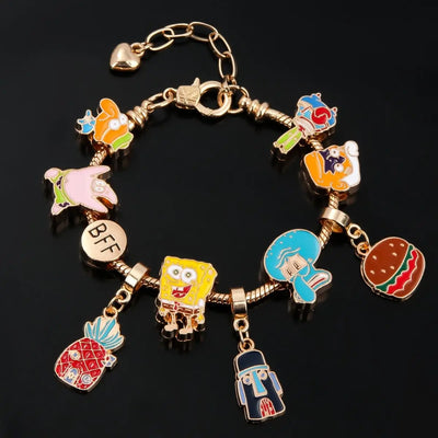 Bracelet gourmette Bob l'Éponge : charms dorés
