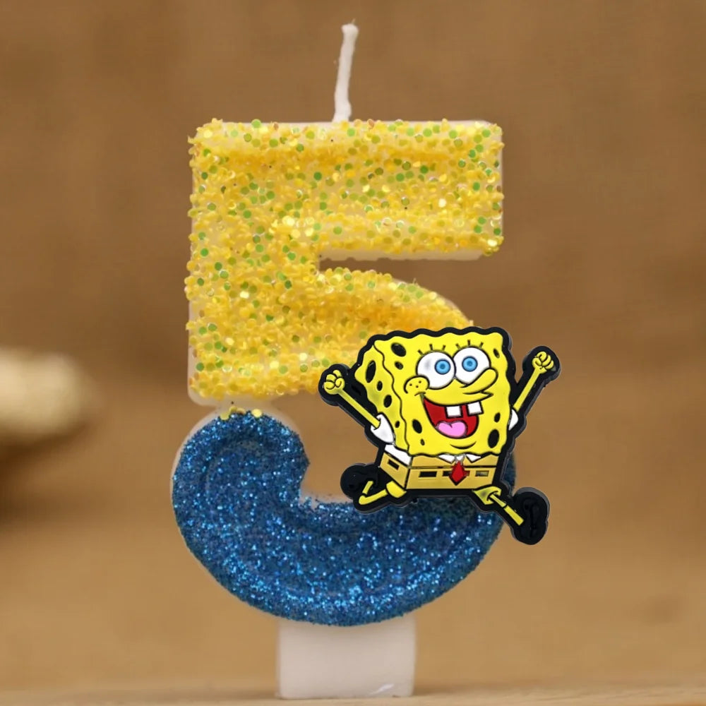 Vela de cumpleaños de Bob Esponja - Número con purpurina