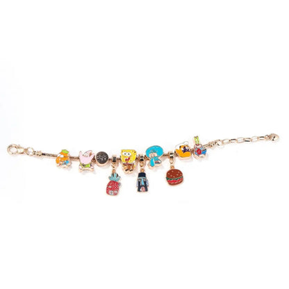 SpongeBob Curb Chain Bracelet - Gold Charms