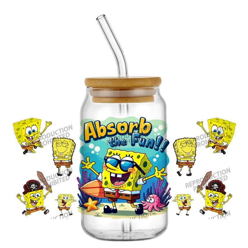 SpongeBob Glass - Can Style with Straw