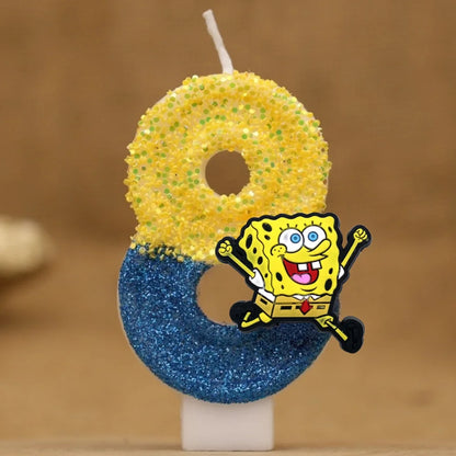 Vela de cumpleaños de Bob Esponja - Número con purpurina