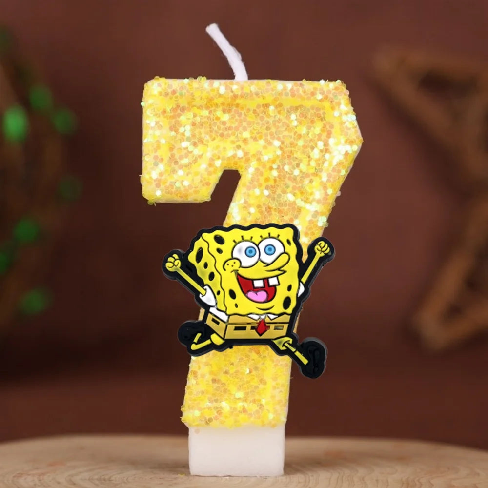 Vela de cumpleaños de Bob Esponja - Número con purpurina