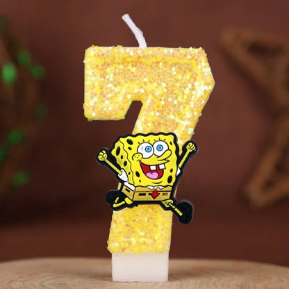 Vela de cumpleaños de Bob Esponja - Número con purpurina