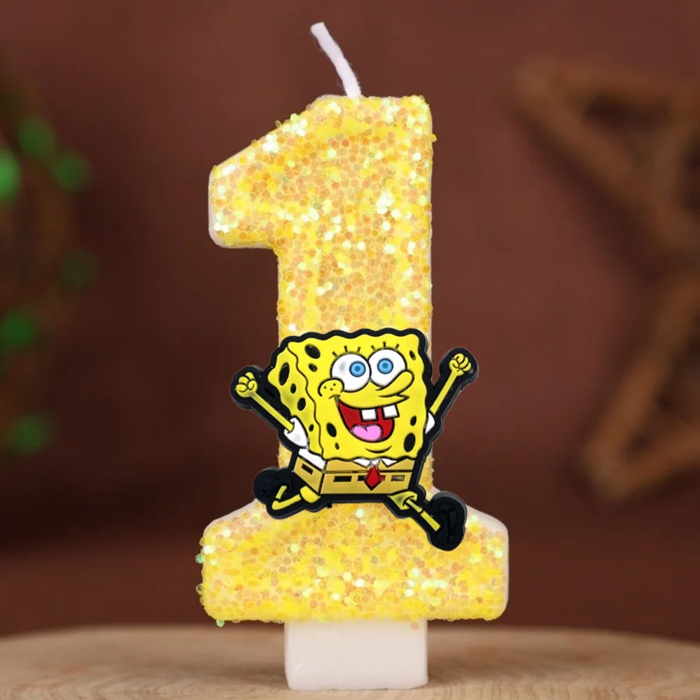 Vela de cumpleaños de Bob Esponja - Número con purpurina