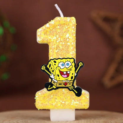 Vela de cumpleaños de Bob Esponja - Número con purpurina