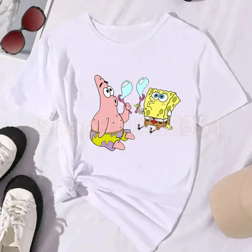 Camiseta blanca de Bob Esponja - Carrera de Pareja (Alegre)