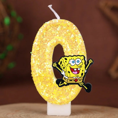 Vela de cumpleaños de Bob Esponja - Número con purpurina