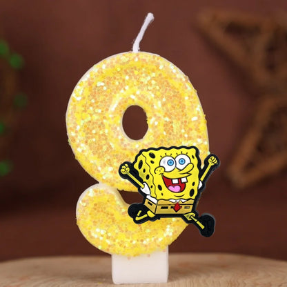Vela de cumpleaños de Bob Esponja - Número con purpurina