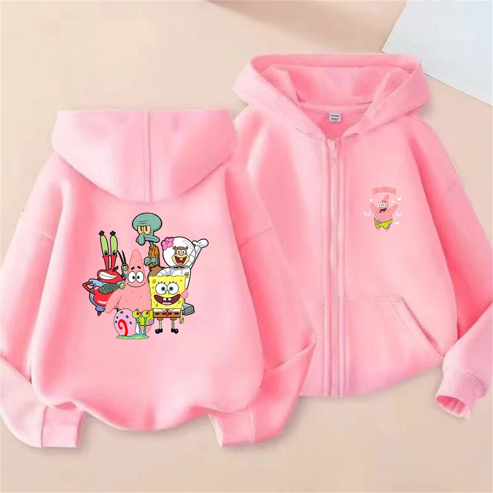 Chaleco infantil con cremallera de Bob Esponja - Negro (estilo urbano)