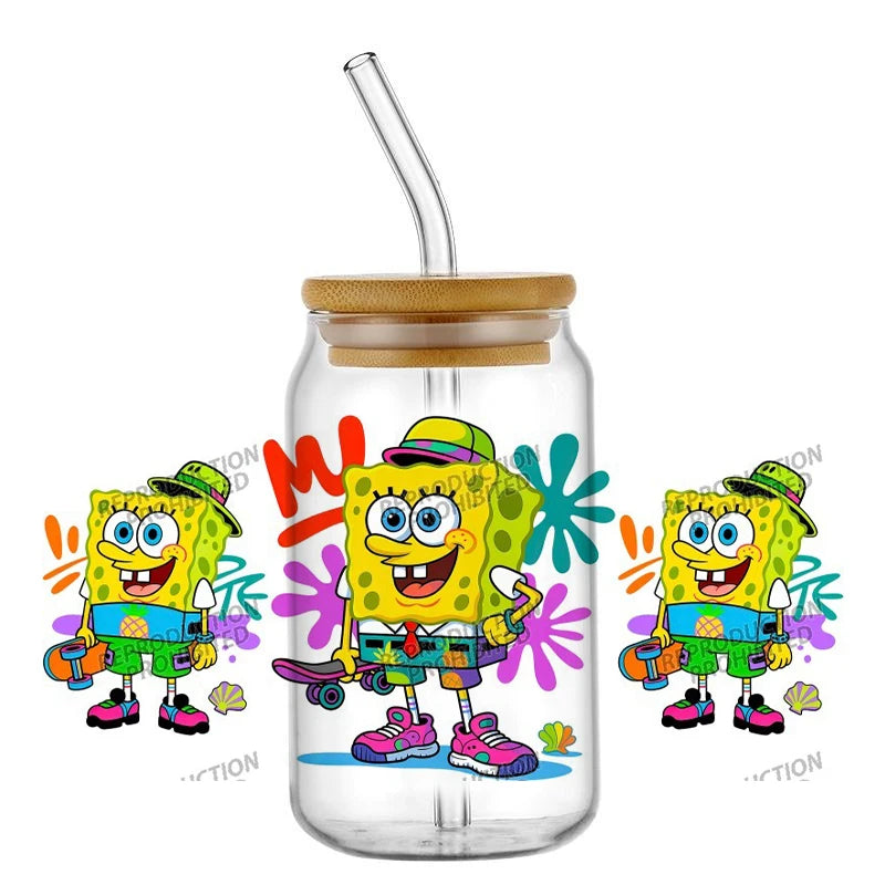 SpongeBob Glass - Can Style with Straw