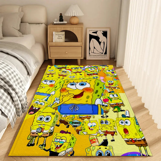 Tapis de salon Bob l'Éponge : pêle-mêle d'expressions jaunes