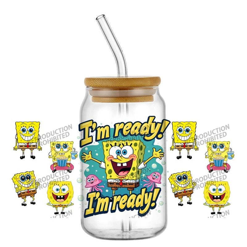 SpongeBob Glass - Can Style with Straw