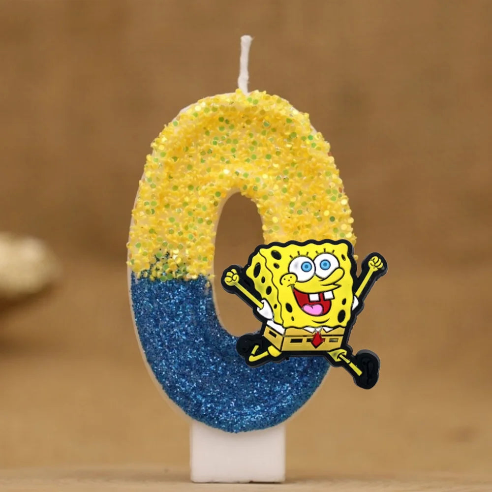 Vela de cumpleaños de Bob Esponja - Número con purpurina