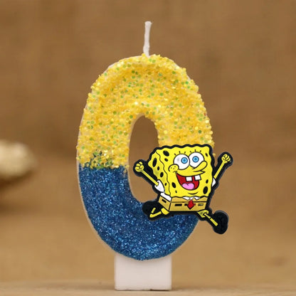 Vela de cumpleaños de Bob Esponja - Número con purpurina