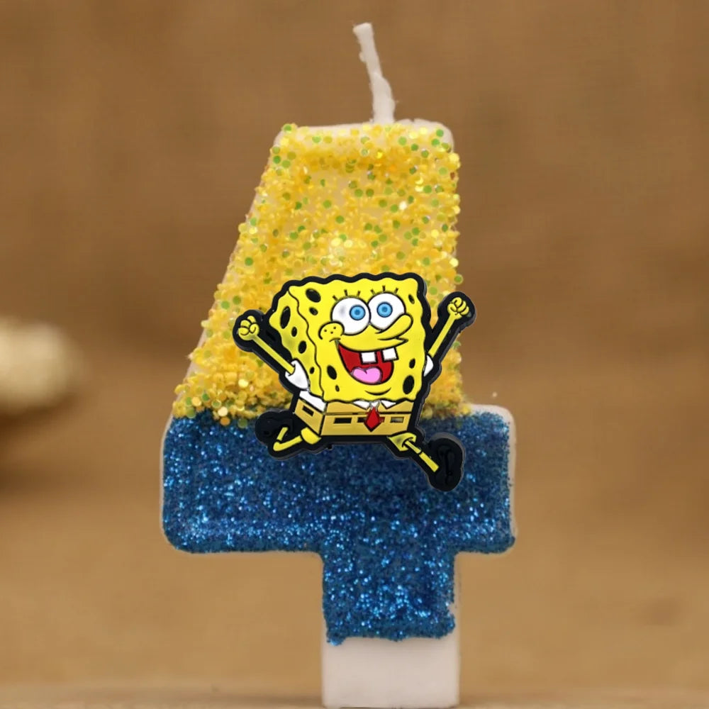 Vela de cumpleaños de Bob Esponja - Número con purpurina