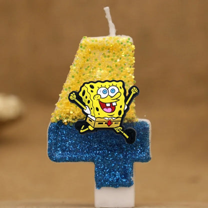 Vela de cumpleaños de Bob Esponja - Número con purpurina